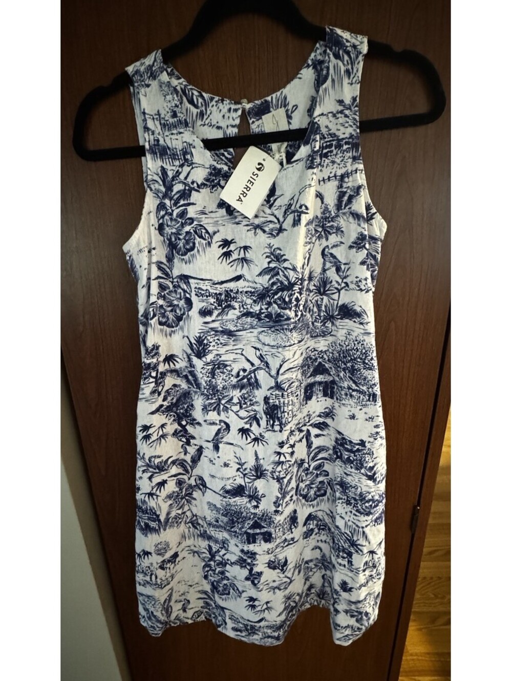 Joie Womens XS Linen Blend Tropical Toile Print Sleeveless Shift Dress NWT